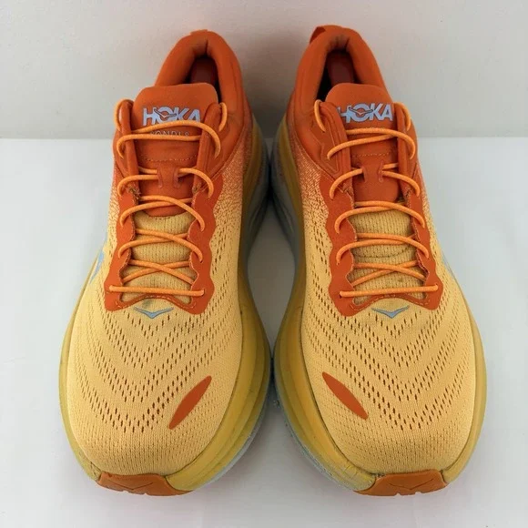 Hoka One One Bondi 8 Orange Yellow Running Shoes Mens 11.5D